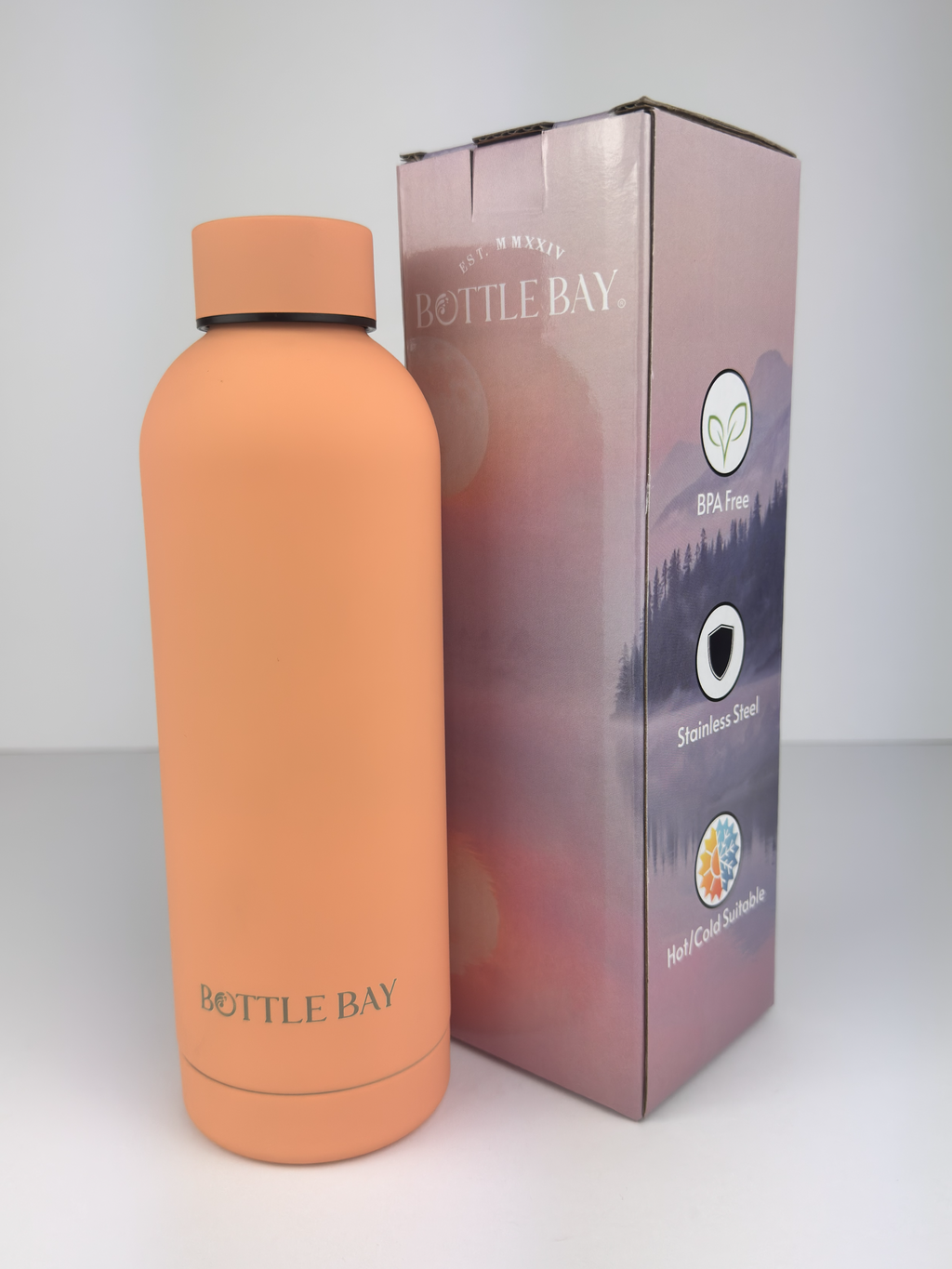 BottleBay 500ml Insulated Steel Bottle - Rouge Peach