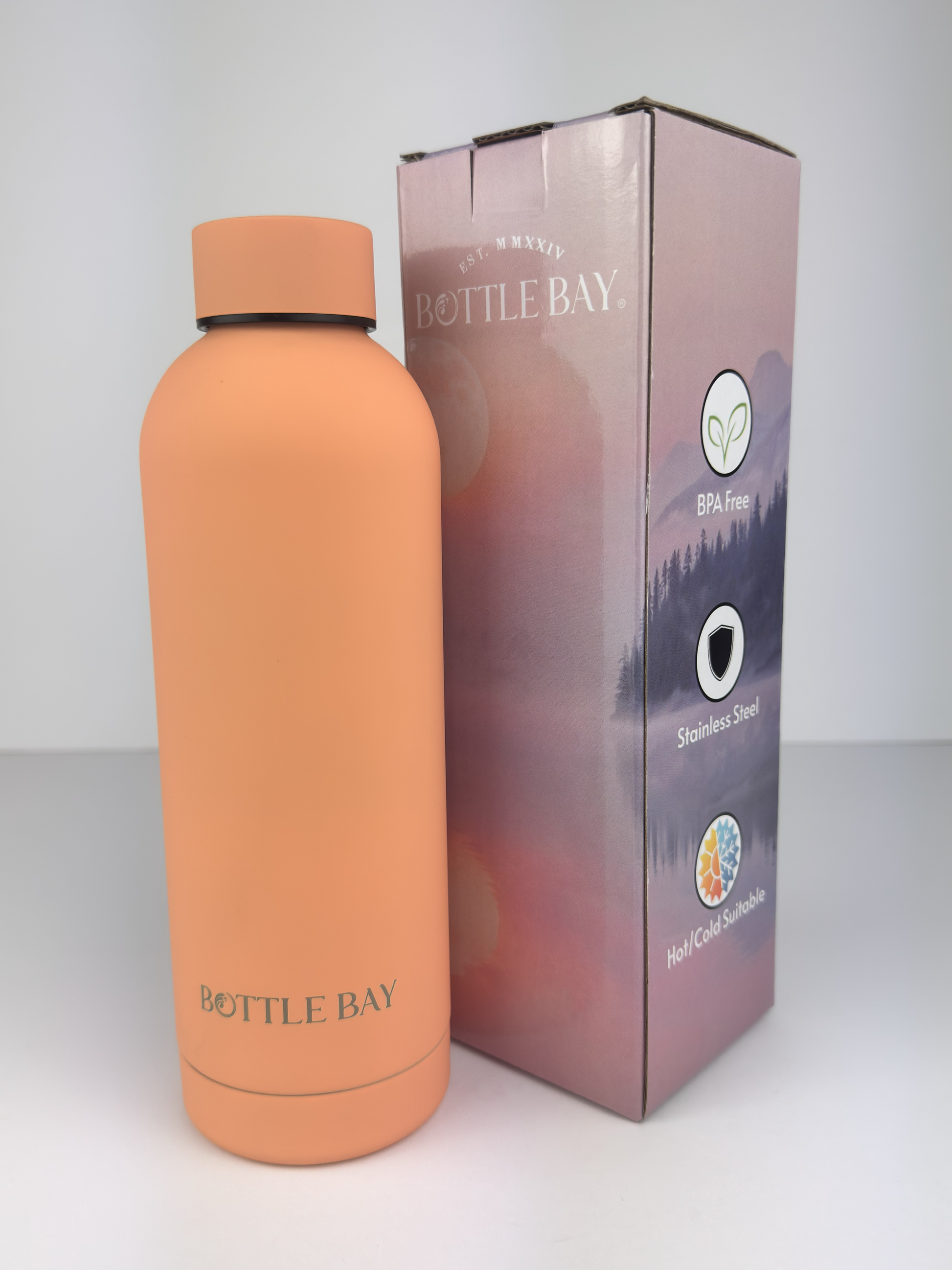 BottleBay 500ml Insulated Steel Bottle - Rouge Peach