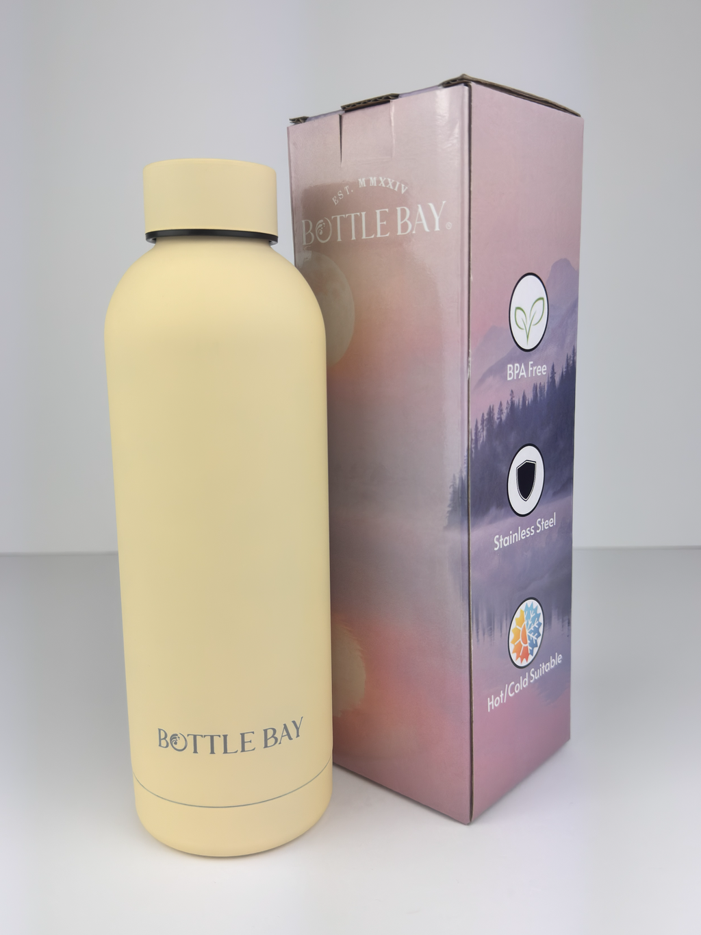 BottleBay 500ml Insulated Steel Bottle - Pastel Yellow