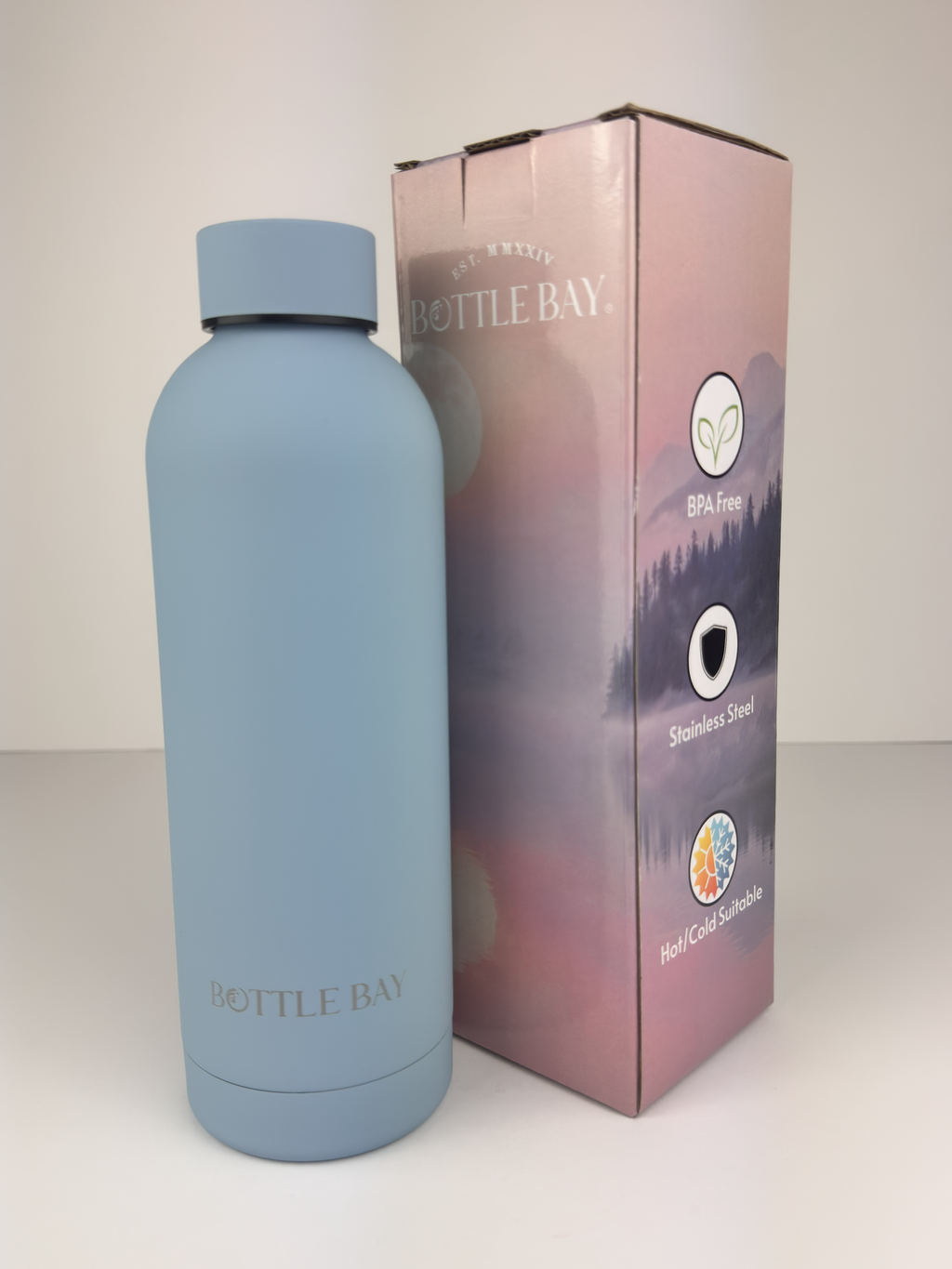 BottleBay 500ml Insulated Steel Bottle - Powder Blue