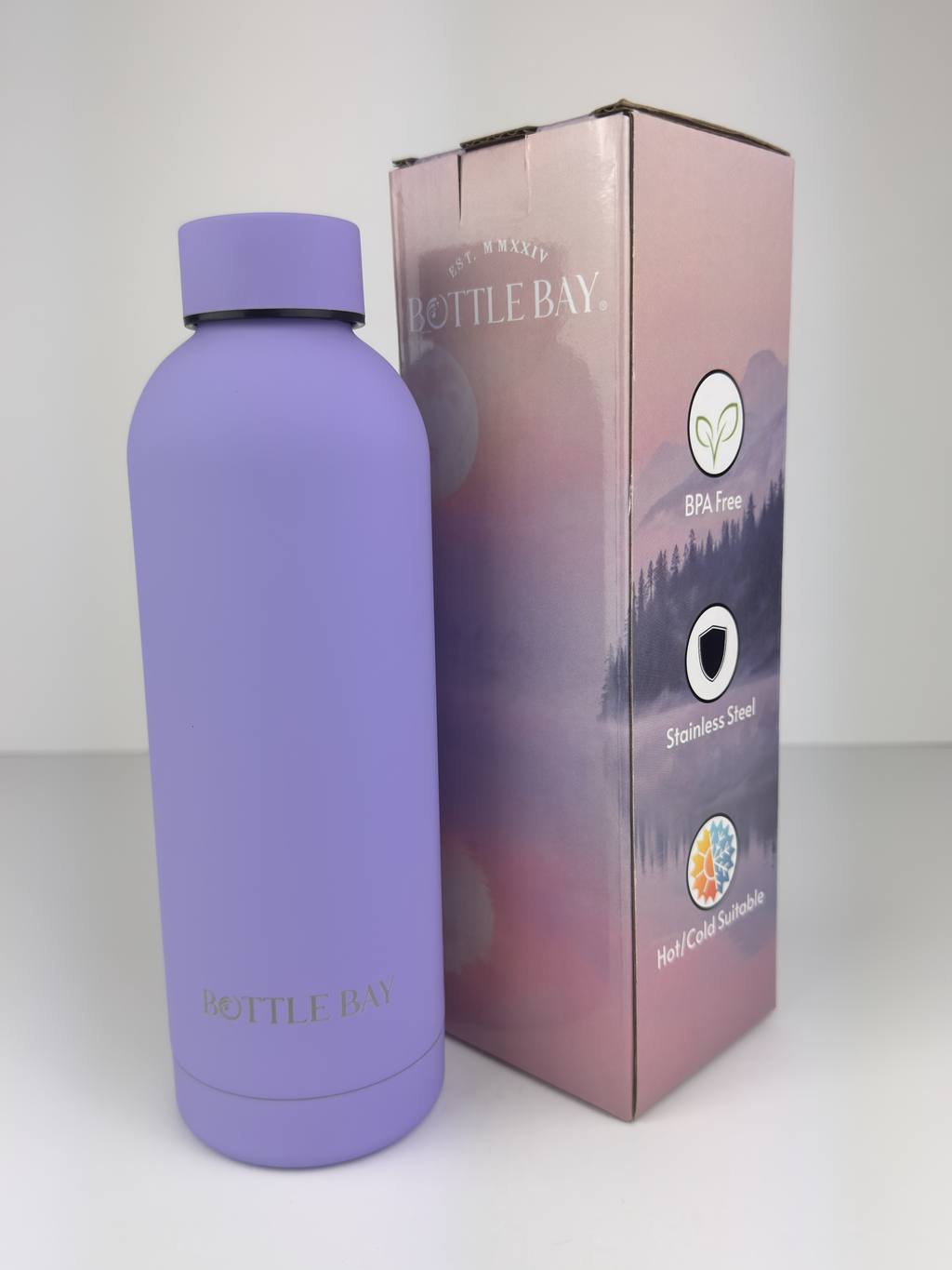 BottleBay SoftTouch 500ml Insulated Steel Bottle - Lavender