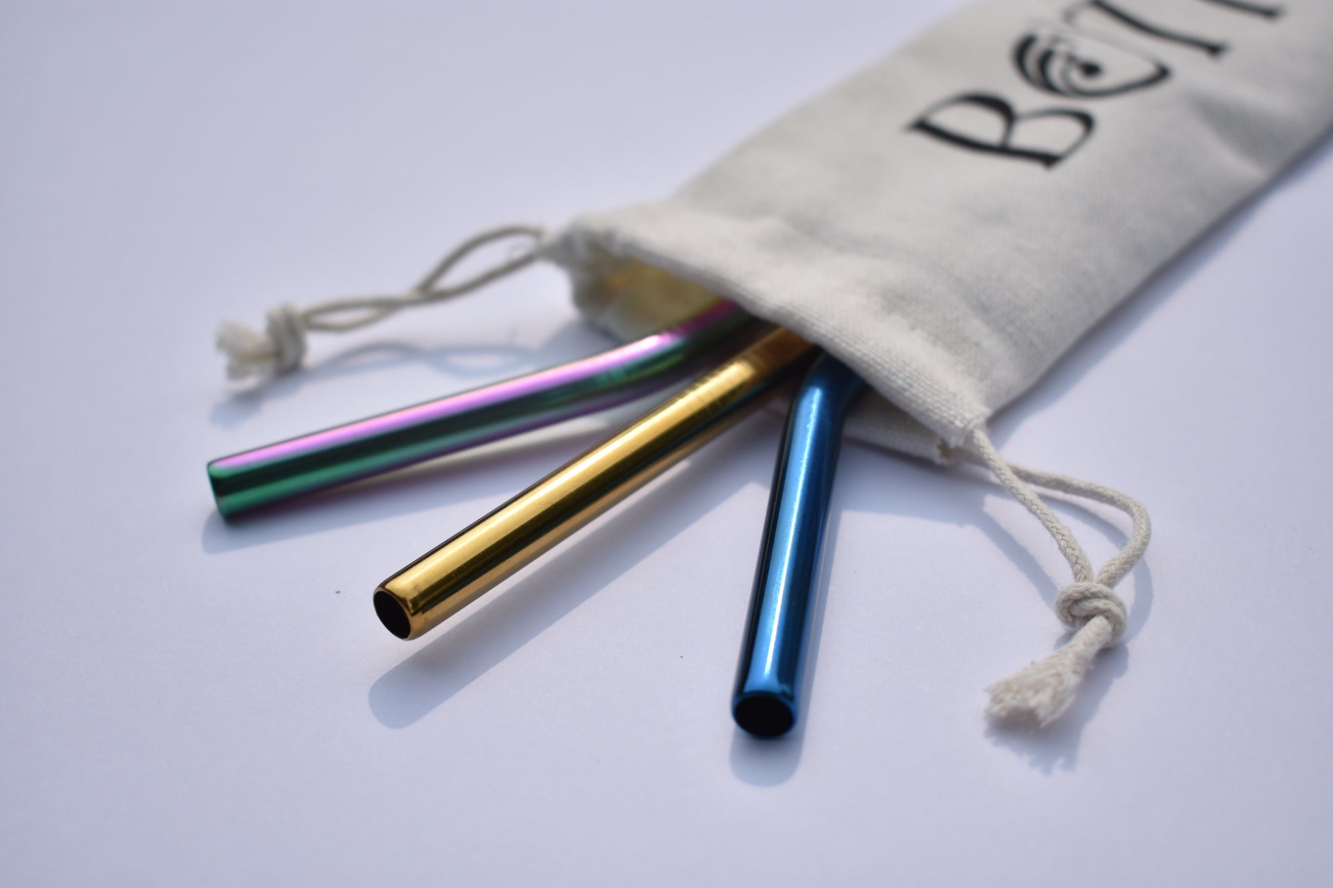 Set of 3 - Coloured Steel Straws